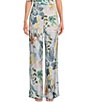 Color:Ivory - Image 1 - Sarca Woven Floral Print Pocketed High Waist Wide Leg Trouser Pants