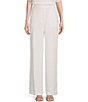 Color:Ivory - Image 1 - Sayakat Woven Pocketed Wide Leg Trouser Pants