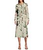 Color:Ivory Multi - Image 1 - Tayla Floral Print Stand Collar Long Sleeve Midi Dress