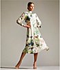Color:Ivory Multi - Image 5 - Tayla Floral Print Stand Collar Long Sleeve Midi Dress