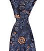 Color:Navy - Image 1 - Whalley Floral-Print 3 1/4#double; Silk Tie