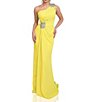 Color:Citrine - Image 1 - Beaded One Shoulder Sleeveless Beaded Waist Gown