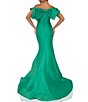 Color:Emerald - Image 2 - Bow Front Off the Shoulder Sleeveless Mermaid Gown