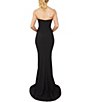 Color:Black - Image 2 - Crepe Strapless Sweetheart Neck Sleeveless Beaded Side Slit Gown