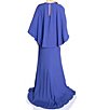 Color:Royal Purple - Image 2 - Crepe V Neckline Cape Back Rosette Waist Gown