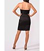 Color:Black - Image 2 - Matte Satin Strapless Sleeveless Corset Bodice Sheath Dress