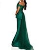 Color:Emerald - Image 2 - Off-the-Shoulder Tulle Overlay Skirt Mermaid Gown