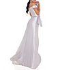 Color:Silver - Image 2 - Off-the-Shoulder Tulle Overlay Skirt Mermaid Gown