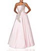 Color:Blush - Image 1 - Sleeveless One Shoulder Beaded Strap Back Detail Ball Gown