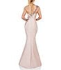 Color:Rose - Image 2 - One Shoulder Sleeveless Beaded Gown