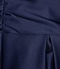Color:Navy - Image 3 - Satin Off the Shoulder Ruffle Cap Sleeve Fit and Flare Midi Dress