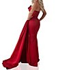 Color:Red - Image 2 - Satin Strapless Sleeveless Drape Side Mermaid Gown