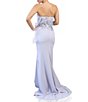 Color:Silver - Image 2 - Strapless Sleeveless Beaded Bodice Mermaid Gown
