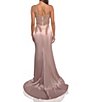 Color:Rose Gold - Image 2 - Sweetheart Neck Beaded Corset Satin Gown