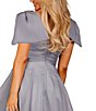 Color:Dark Grey - Image 4 - Sweetheart Neck Short Sleeve Cascading Ruffle Front Ball Gown
