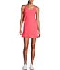Color:Radiant Poppy - Image 1 - Arque Hike Jersey Knit Scoop Neck Sleeveless Racerback Fitted Dress