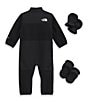 Color:TNF Black - Image 2 - Baby Newborn-24 Months Denali Coverall, Mittens and Booties Set