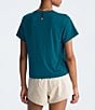 Color:Blue Moss - Image 2 - Dune Sky Jersey Knit Crew Neck Short Sleeve Tee Shirt