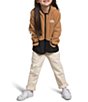 Color:Almond Butter - Image 3 - Little Boys 2T-7 Long Sleeve Color Block Fleece Hoodie Jacket