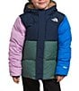 Color:Summer Navy - Image 1 - Little/Big Girls 2T-7 Long Sleeve North Down Colorblock Hooded Jacket