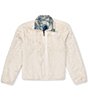 Color:Cave Blue Highball Waves Print - Image 3 - Little/Big Girls 6-16 Long Sleeve Reversible Mossbud Fleece Jacket
