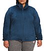 Color:Shady Blue - Image 1 - Plus Size Osito Raschel Fleece Stand Collar Zip Front Jacket
