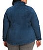 Color:Shady Blue - Image 2 - Plus Size Osito Raschel Fleece Stand Collar Zip Front Jacket