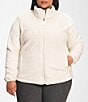 Color:Gardenia White - Image 1 - Plus Size Osito Raschel Fleece Stand Collar Zip Front Jacket