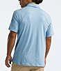Color:Steel Blue - Image 2 - Short Sleeve Dune Sky Stand-Up Collar Polo Shirt