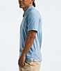Color:Steel Blue - Image 3 - Short Sleeve Dune Sky Stand-Up Collar Polo Shirt