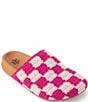 Color:Pink Check - Image 1 - Bolinas Check Print Crochet Clogs