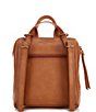 Color:Tobacco Floral Embossed - Image 2 - Loyola Embossed Leather Convertible Backpack