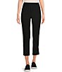 Color:Black - Image 1 - Tech Stretch Elastic Waist Pocketed Pull-On Cropped Pants