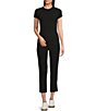 Color:Black - Image 3 - Tech Stretch Elastic Waist Pocketed Pull-On Cropped Pants