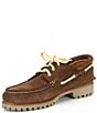 Color:Cocoa - Image 4 - Men's Classic 3-Eye Lug Handsewn Boat Shoes