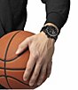 Color:Black - Image 5 - Men's Supersport Basketball Edition Chronograph Black Leather Strap Watch