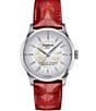 Color:Red - Image 1 - Women's Chemin Des Tourelles Powermatic 80 Automatic Red Leather Strap Watch