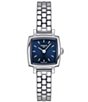 Color:Silver - Image 1 - Women's Lovely Quartz Analog Blue Square Stainless Steel Bracelet Watch