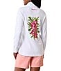 Color:White - Image 2 - Aruba Frond Flourish Embellished Mock Neck Long Sleeve Full-Zip Sweater