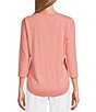 Color:Coral Bluff - Image 2 - Ashby 3/4 Sleeve Crew Neck Curved Hem Tee Shirt