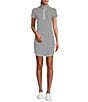 Color:Black - Image 1 - Aubrey IslandZone® Cassia Stripe Print Quarter Zip Short Sleeve Dress
