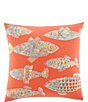 Color:Orange/Multi - Image 1 - Batic Fish Cotton Square Decorative Pillow