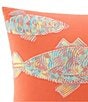 Color:Orange/Multi - Image 2 - Batic Fish Cotton Square Decorative Pillow
