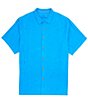 Color:Blue Danube - Image 1 - Big & Tall Solid Tropic Isle Silk Short Sleeve Woven Shirt