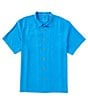 Color:Blue Canal - Image 1 - Big & Tall Solid Tropic Isle Silk Short Sleeve Woven Shirt