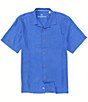 Color:Cobalt Haze - Image 1 - Big & Tall Solid Tropic Isle Silk Short Sleeve Woven Shirt