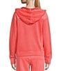 Color:Pure Coral - Image 2 - Captiva Isles Hybrid Twill French Terry Long Sleeve Hooded Coordinating Pullover