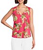 Color:Paradise Pink - Image 1 - Floral Printed V-Neck Sleeveless Tank Top