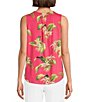 Color:Paradise Pink - Image 2 - Floral Printed V-Neck Sleeveless Tank Top