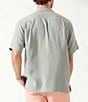 Color:Dove Grey - Image 2 - Hawaiian Herringbone Silk Short Sleeve Woven Camp Shirt